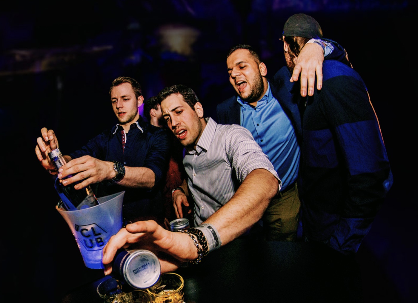 Stag party group in a bar